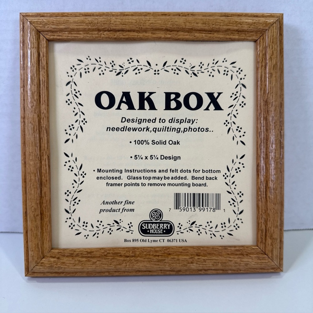 Sudberry House Oak Wood Box Natural Finish 5x5 Square Display Needlework NEW